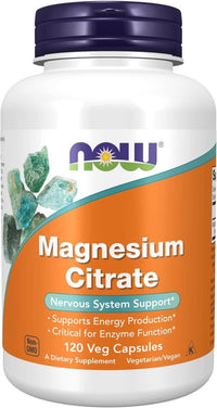 NOW Foods Magnesium Citrate - Nervous System & Enzyme Support - 120 Veg Capsules - Egypt