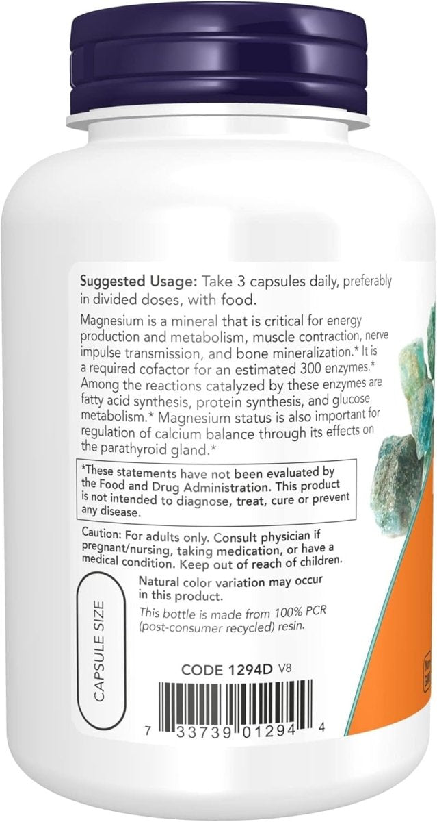 NOW Foods Magnesium Citrate - Nervous System & Enzyme Support - 120 Veg Capsules - Egypt