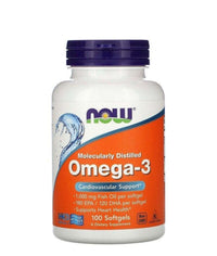 Now Foods Omega - 3 Fish Oil, Molecularly Distilled Softgels 100 caps - Egypt