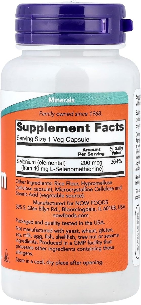 NOW Foods Selenium 200mcg - Antioxidant & Thyroid Support - 90 Veg Capsules - Egypt