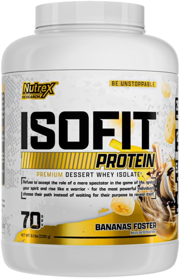 NUTREX Research - ISOFIT Whey Isolate Protein - 100% Whey Protein Isolate - Low Carbs - 5 lb - 70 Ser - Fast Absorption and Digestion (Bananas Foster) - Egypt