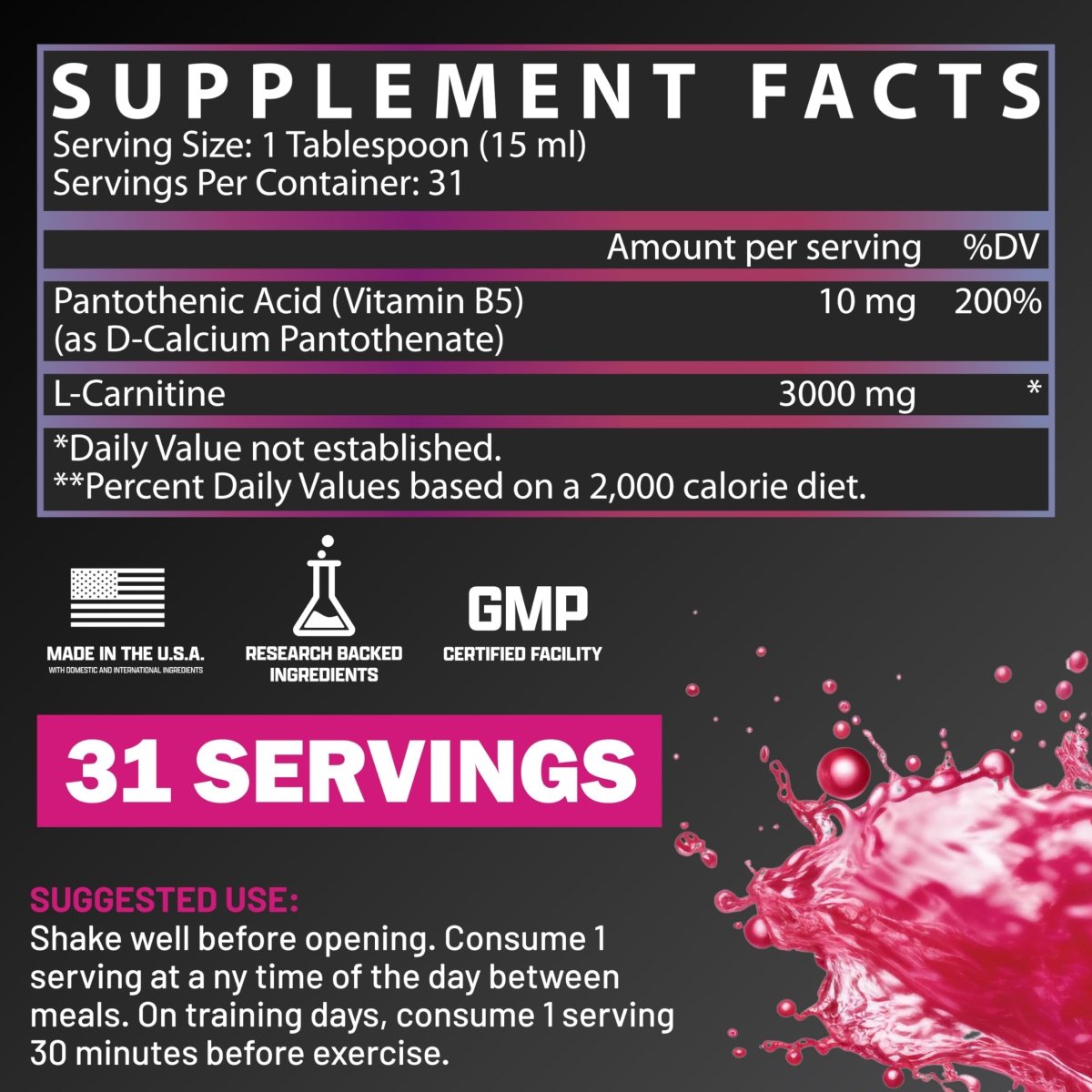 Nutrex Research L-Carnitine 3000 (31 Servings, Berry Blast) | Liquid Shots, Stimulant Free | Supports Muscle Recovery For Men and Women - Egypt