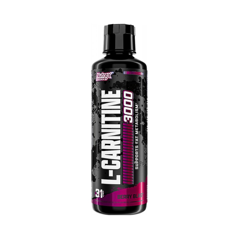 Nutrex Research L-Carnitine 3000 (31 Servings, Berry Blast) | Liquid Shots, Stimulant Free | Supports Muscle Recovery For Men and Women - Egypt