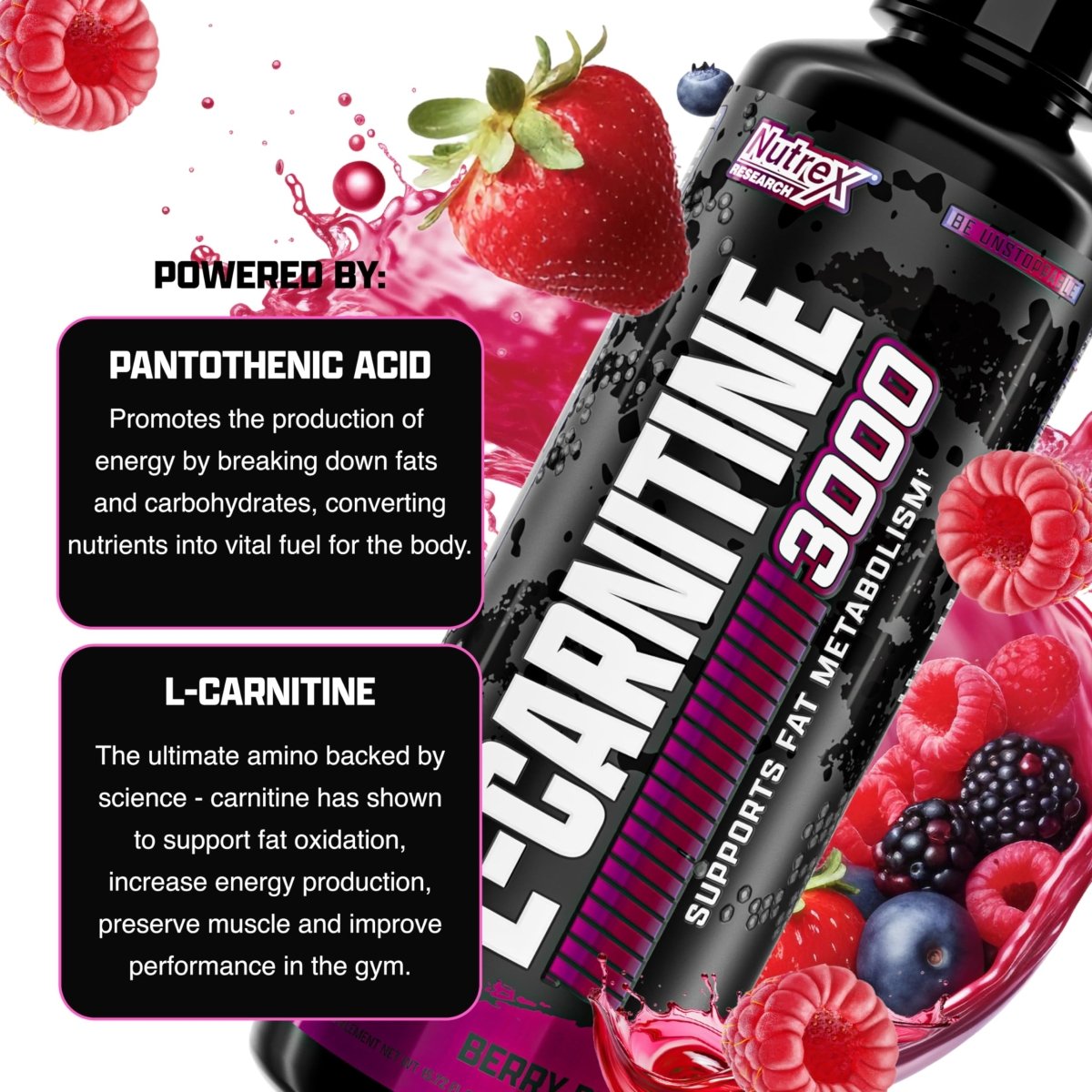 Nutrex Research L-Carnitine 3000 (31 Servings, Berry Blast) | Liquid Shots, Stimulant Free | Supports Muscle Recovery For Men and Women - Egypt