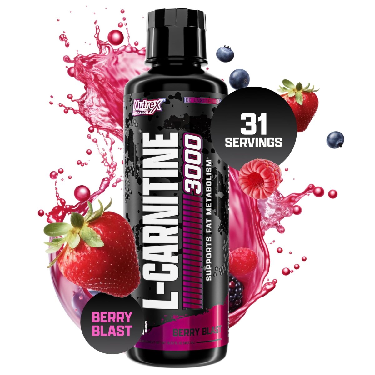 Nutrex Research L-Carnitine 3000 (31 Servings, Berry Blast) | Liquid Shots, Stimulant Free | Supports Muscle Recovery For Men and Women - Egypt