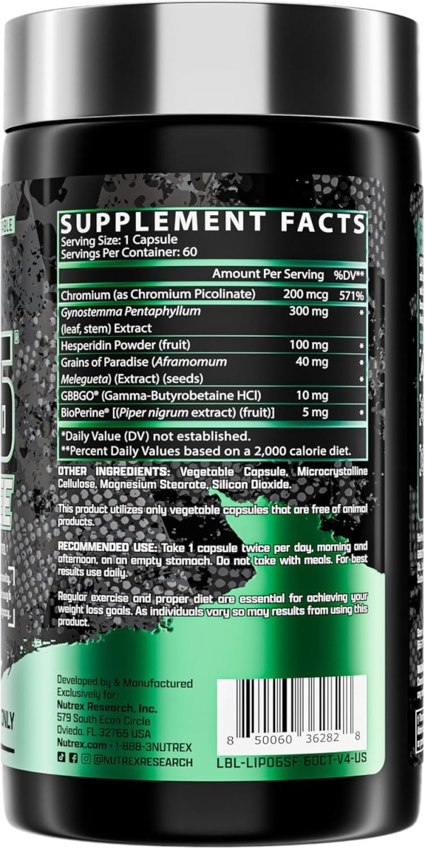 Nutrex Research LIPO-6 Stim-Free - Metabolism & Appetite Support - 60 Capsules - Egypt