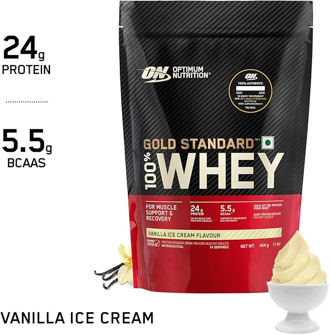 ON Gold Standard 100% Whey - Vanilla Ice Cream, 454g (14 Servings) - Egypt