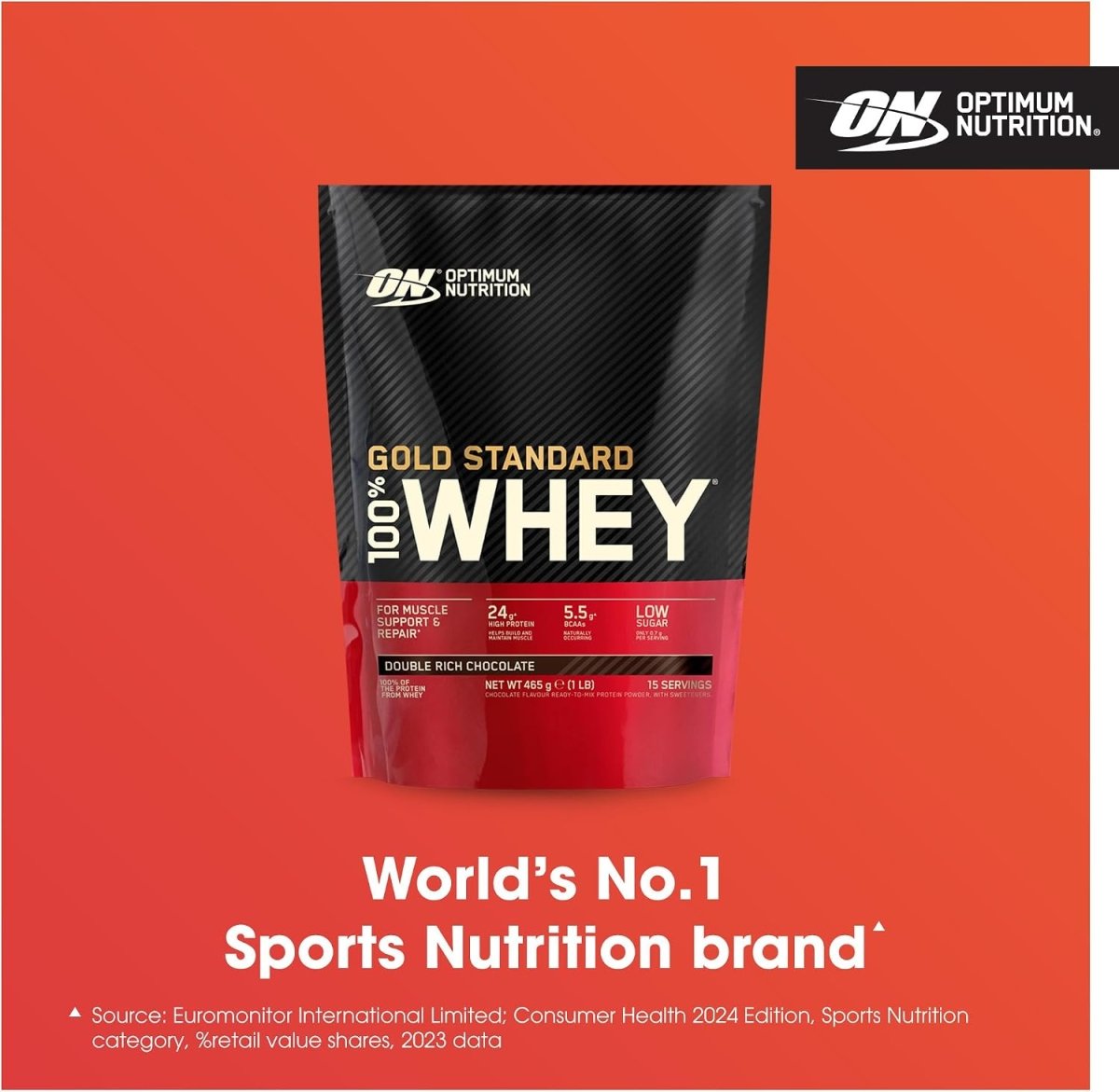 Optimum Nutrition 100% Whey Gs Chocolate Bag, 465 Gr - Egypt