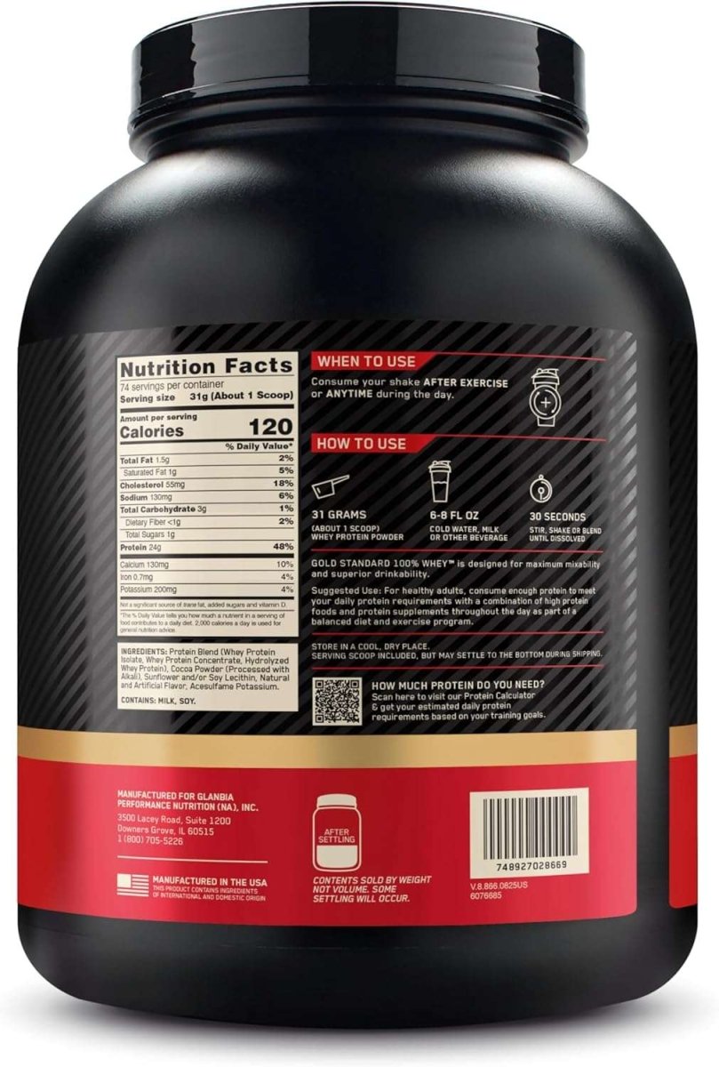Optimum Nutrition Gold Standard 100% Whey - Double Rich Chocolate, 5 lbs - Egypt