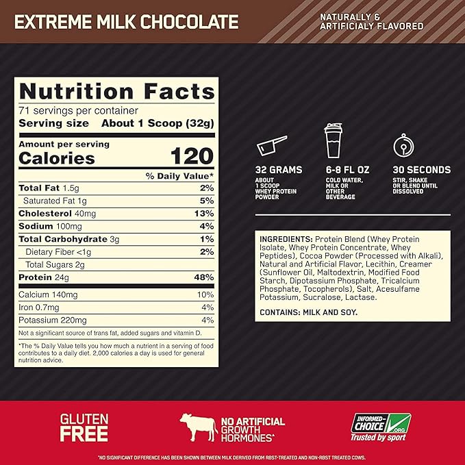 Optimum Nutrition Gold Standard 100% Whey - Extreme Milk Chocolate, 5 lbs - Egypt