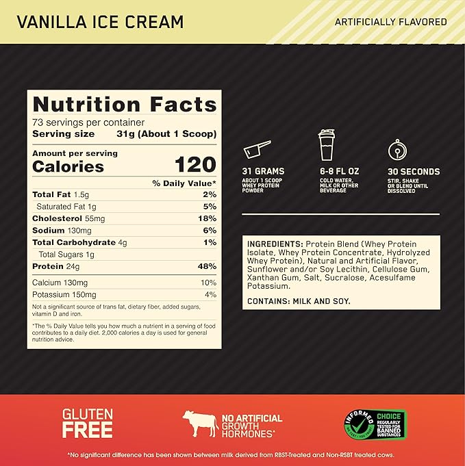 Optimum Nutrition Gold Standard 100% Whey - Vanilla, 5 lbs - Egypt