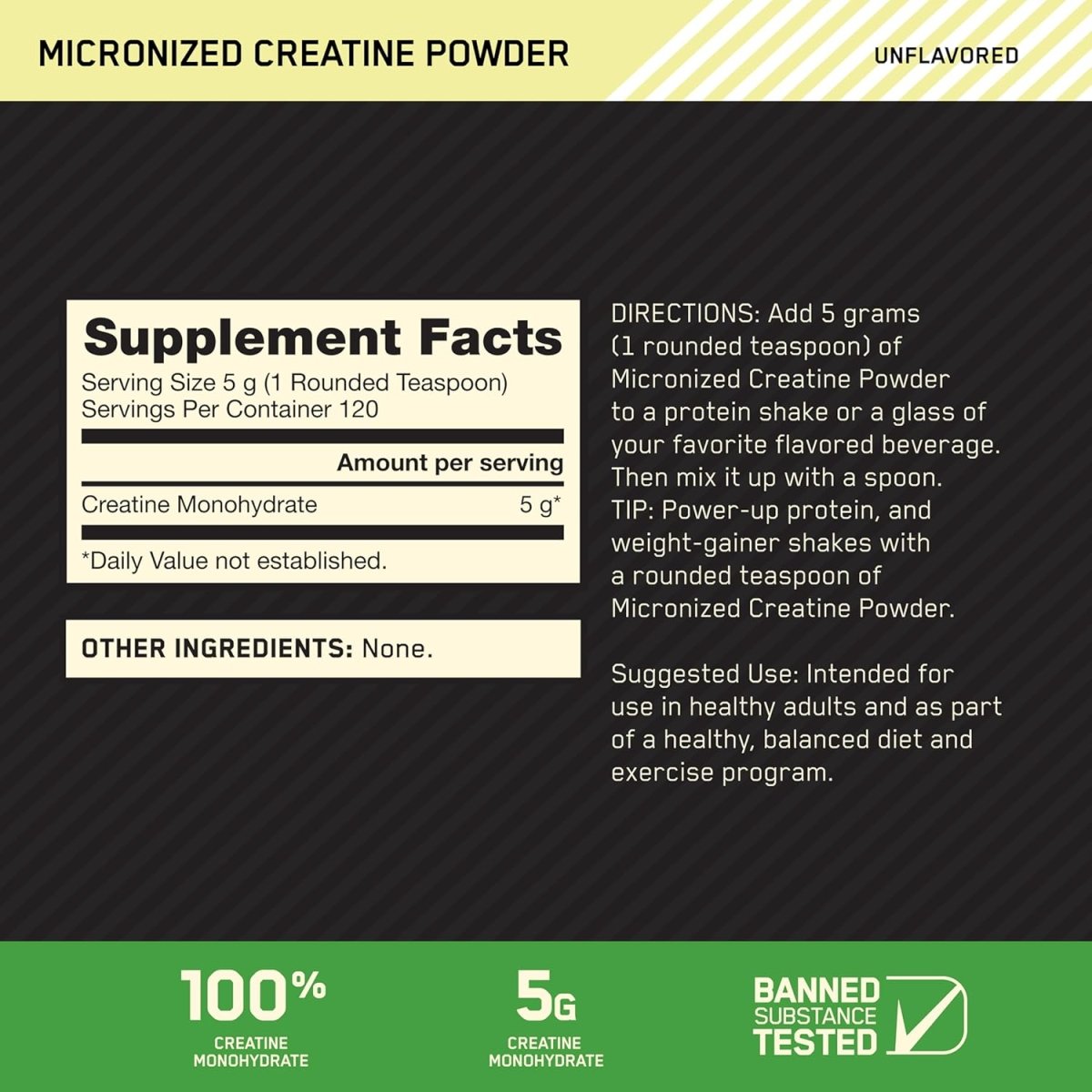 Optimum Nutrition Micronized Creatine Monohydrate - 600g - Egypt