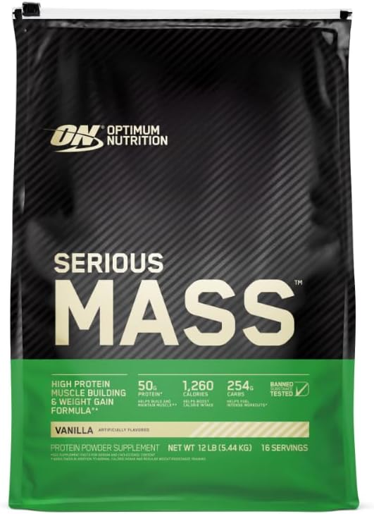 Optimum Nutrition Serious Mass Weight Gainer - Vanilla, 12 lbs - Egypt
