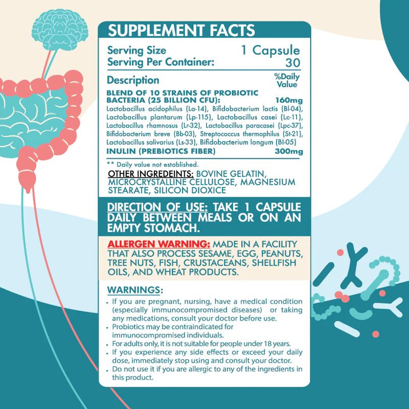Organic Nation 25 Billion Probiotics - Gut Health & Immune Support - 30 Capsules - Egypt