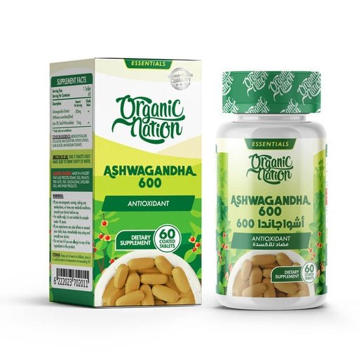 Organic Nation Ashwagandha 600mg - Natural Stress Support, 60 Tablets - Egypt