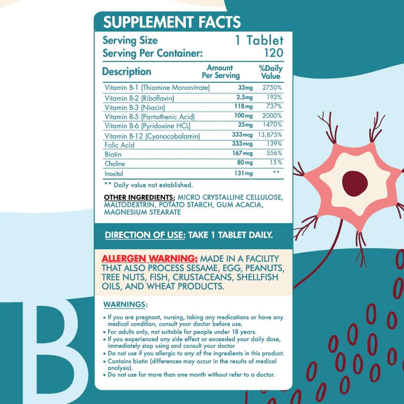 Organic Nation B - Complex Advanced Formula - 120 Tablets - Egypt