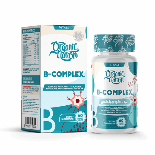 Organic Nation B - Complex Advanced Formula - Energy & Stress Support - 60 Tablets - Egypt