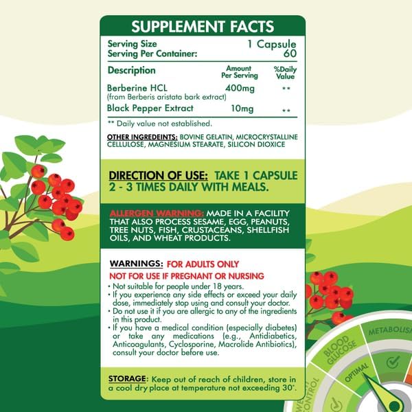 Organic Nation Berberine Supplement - Metabolic Support, 60 Capsules - Egypt