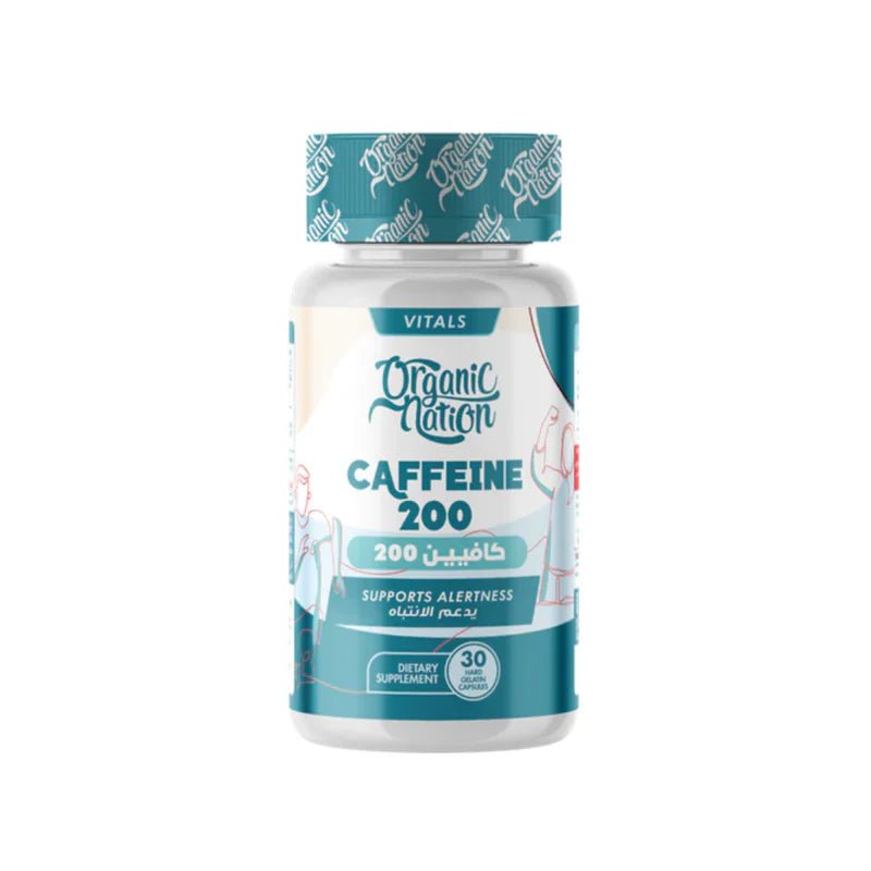 Organic Nation Caffeine 200mg - Energy & Alertness Support - 30 Capsules - Egypt