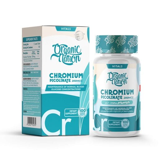 Organic Nation Chromium Picolinate 200MCG - 100Serv. - 100Tablets - Egypt
