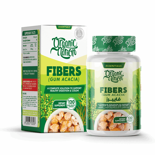 Organic Nation Gum Acacia Prebiotic Fiber - Digestive Support - 120 Capsules - Egypt