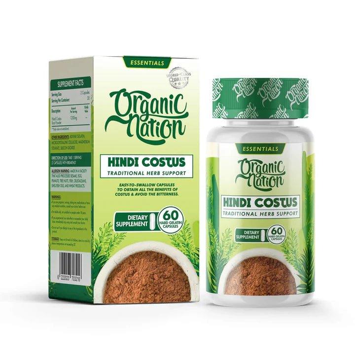 Organic Nation Hindi Costus Root - Immune & Digestive Support - 60 Capsules - Egypt