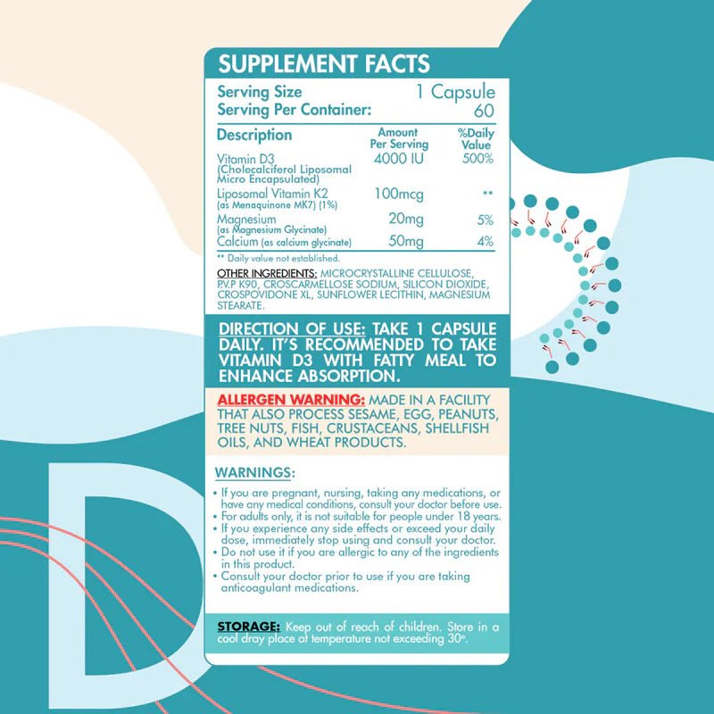 Organic Nation Liposomal D3 + K2 - High Absorption - 30 Capsules - Egypt