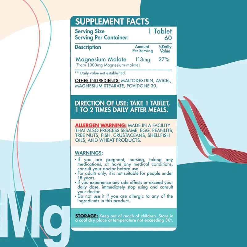 Organic Nation Magnesium Malate - Energy & Muscle Support, 60 Tablets - Egypt