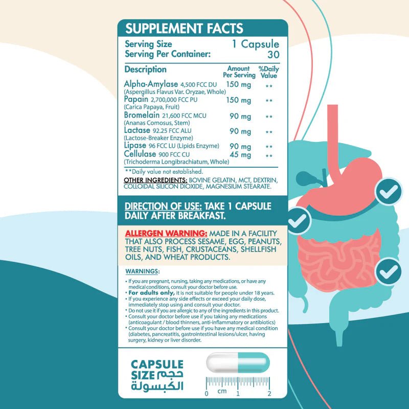 Organic Nation Optimum Digest - Digestive Enzyme Complex - 30 Capsules - Egypt