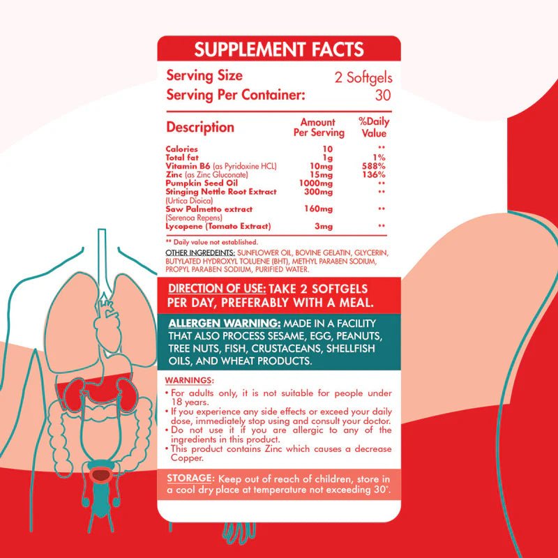 Organic Nation Prostate Kit - Advanced Prostate & Urinary Support - 60 Softgels - Egypt