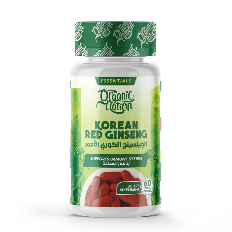 Organic Nation Red Korean Ginseng - Vitality & Energy Support - 60 Tablets - Egypt