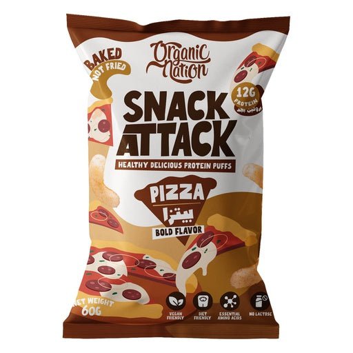 Organic Nation Snack Attack Protein Puffs - 1Serv. - 60G. - Pizza - Egypt