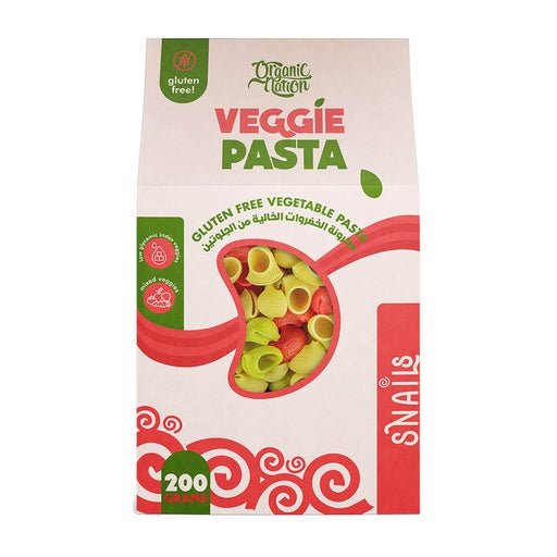 Organic Nation Veggie Pasta Gluten Free Vegetable Pasta Snails - 200g - Egypt