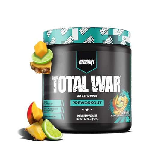 REDCON1 Total War Pre Workout Powder Baja Bomb - Beta Alanine + Citrulline Malate Keto Friendly Preworkout for Men &