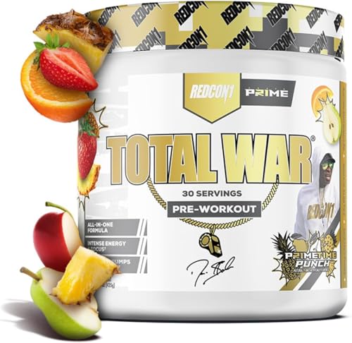 REDCON1 Total War Pre Workout Powder Time Punch - Fast Acting Caffeinated Preworkout for Men + Women with Beta Alanine