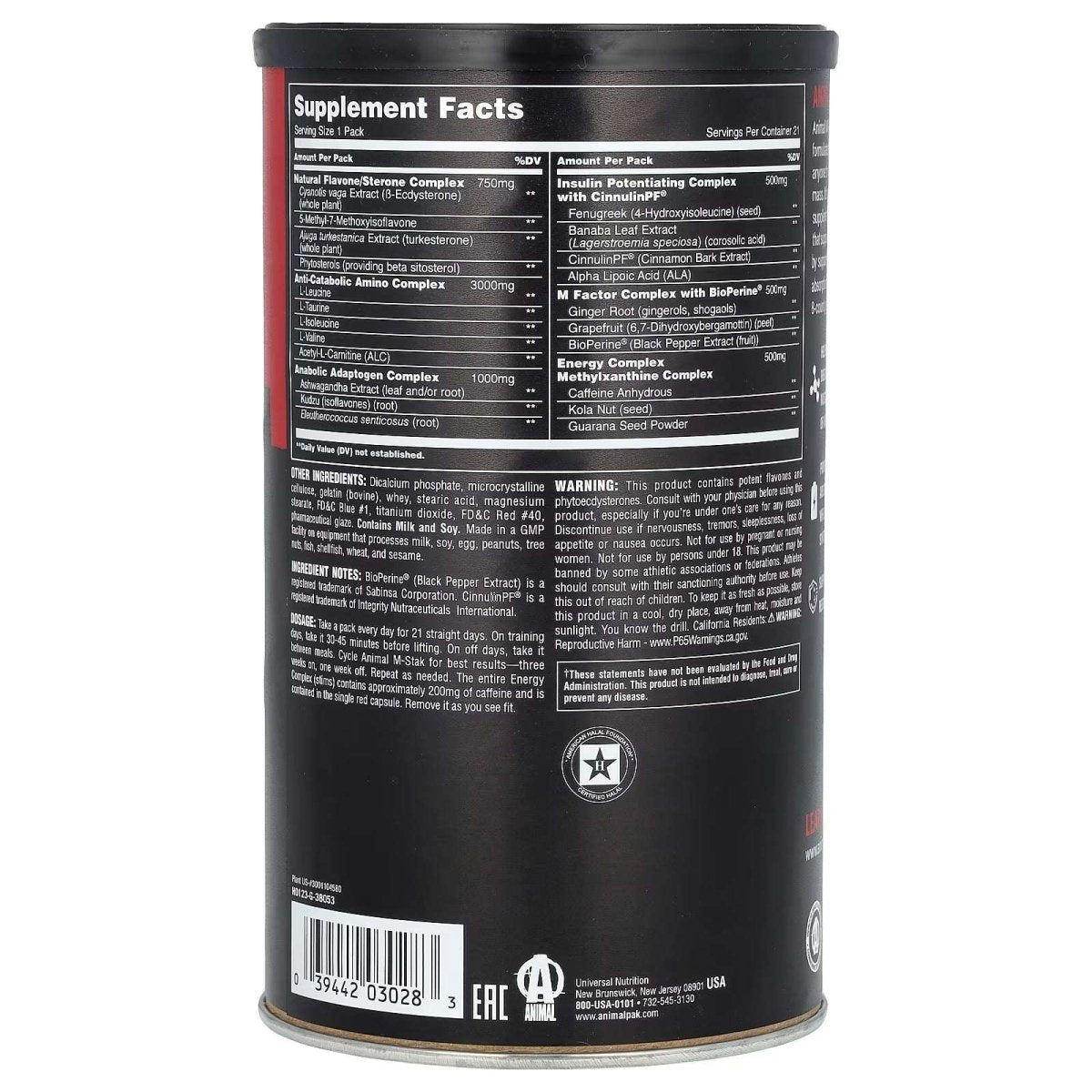 Universal Nutrition Animal M - Stak - Non - Hormonal Support, 21 Packs - Egypt