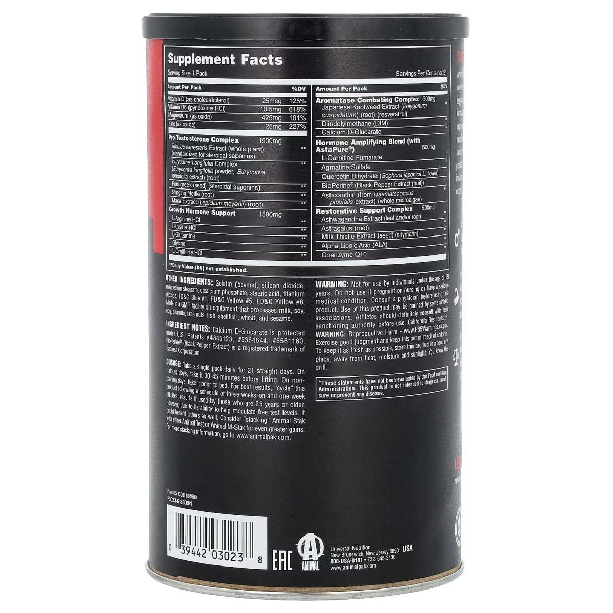 Universal Nutrition Animal Stak - Natural Hormone Support, 21 Packs - Egypt