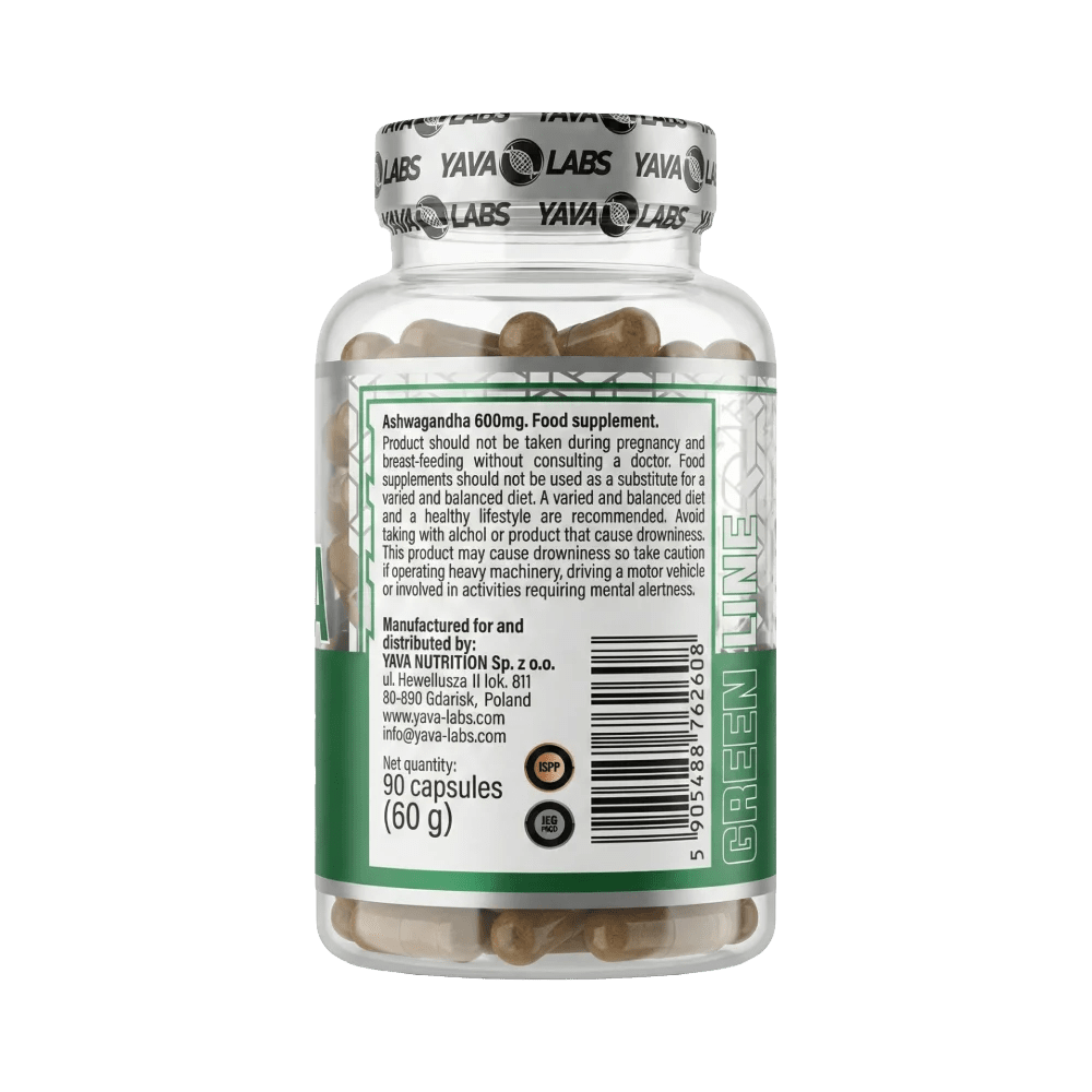 Yava Labs Ashwagandha 600mg - Natural Stress Support - 90 Caps - Egypt