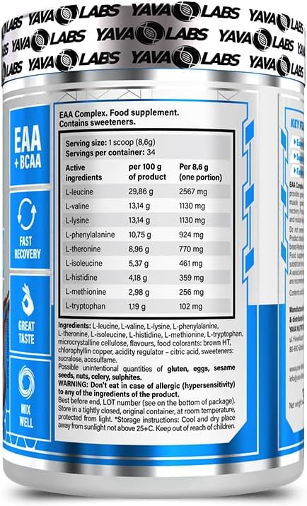 Yava Labs EAA Complex - Essential Amino Acids - Mojito Lemon - 300g - Egypt