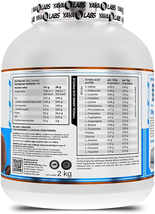 Yava Labs ISO Whey Protein Isolate + Creatine - Strawberry, 2kg - Egypt