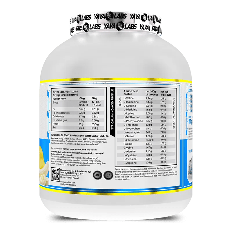 Yava Labs Pure ISO Whey Protein Isolate - Cookies & Cream, 2kg - Egypt