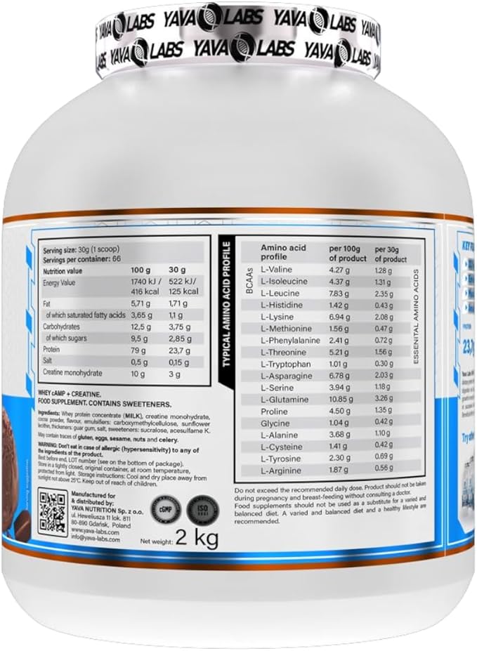 Yava Labs Whey Protein + Creatine - Strawberry Ice Cream, 2kg - Egypt
