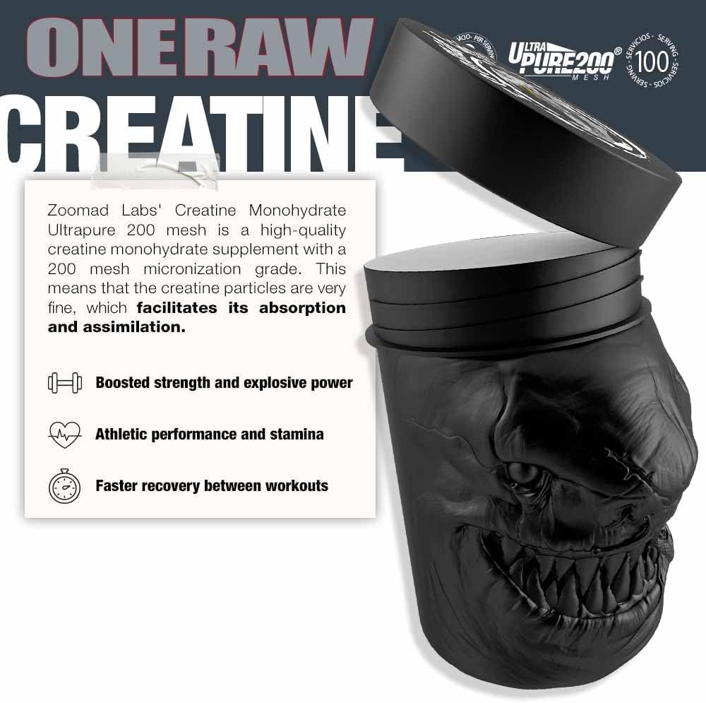 Zoomad Labs One Raw Creatine Ultra Pure 200-100Serv-300GM | Mad Mango - Egypt